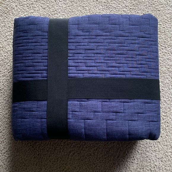 Attention Reversible Quilt King Blue Gray Chambray Look Geometric Quilting NWT - Picture 2 of 2